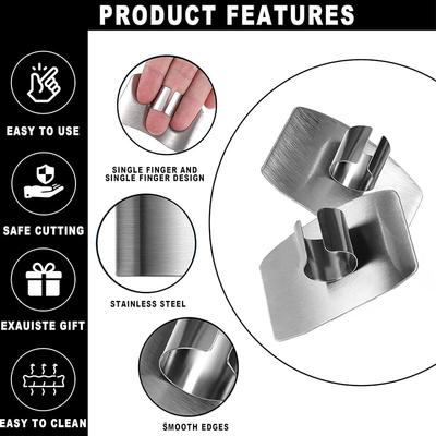 4 шт. Защита для пальцев из нержавеющей стали Защита от порезов кухонным ножом Премиальный инструмент для нарезки Защита пальцев Кухонные гаджеты