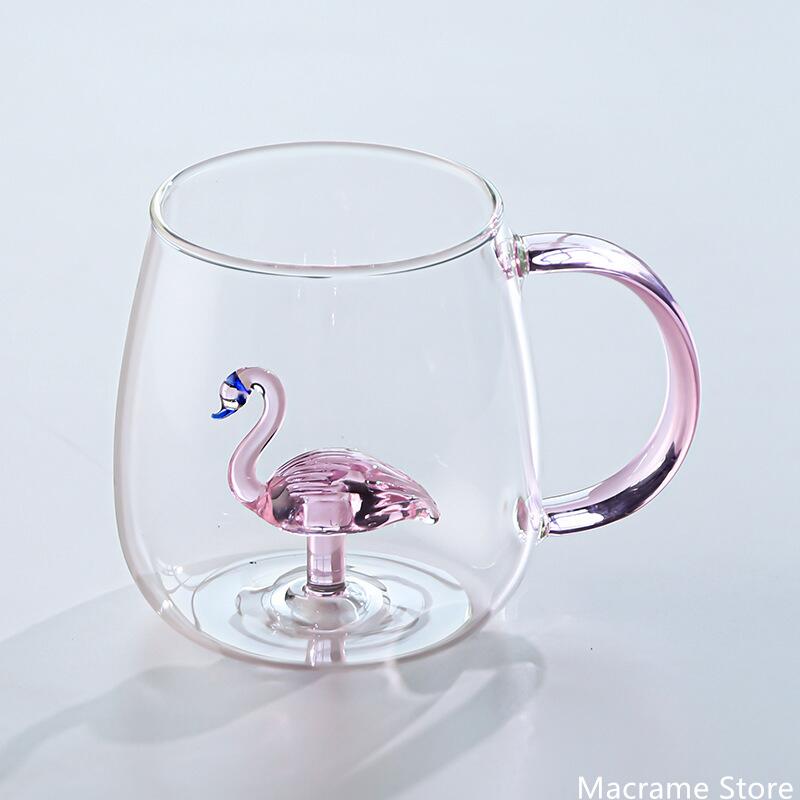 3D Animal Flower Built-in Glass High Borosilicate Glass Heat-resistant Transparent Glass Drinking Cup Milk Coffee Juice Glass