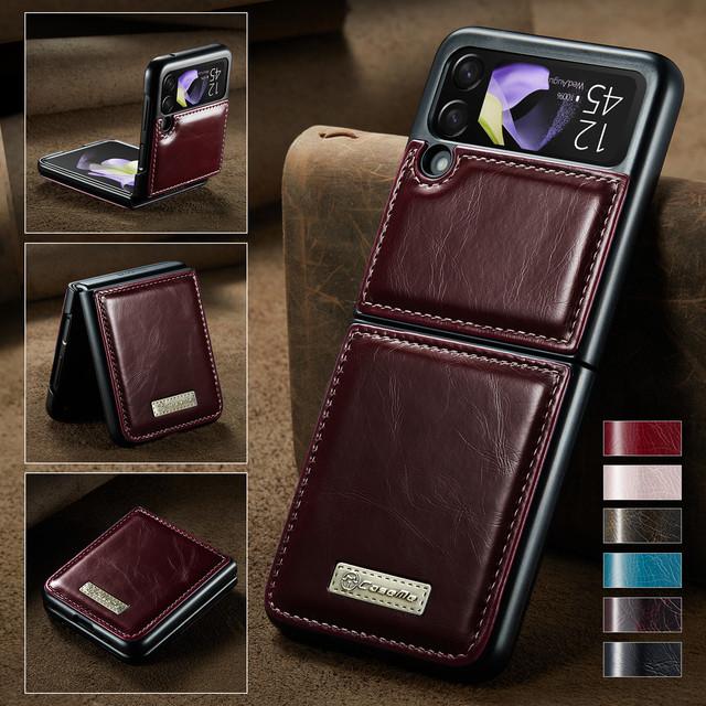 Матовый кожаный складной чехол-сумка для мобильного телефона для Samsung Galaxy Z Flip4 Flip3 Flip 4 5g Zflip4 Flip 3, чехлы без отпечатков пальцев