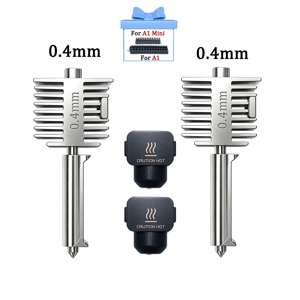Hotend Kit For Bambu Lab A2L/A1/A1 Mini Hot End Assembly 0.2/0.4/0.6/0.8mm Hardened Steel One-Piece Nozzle For A1 3D Printer