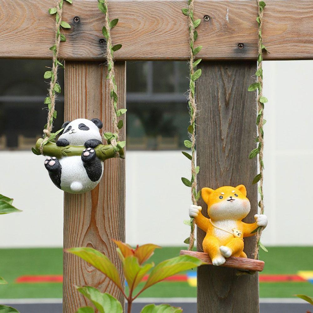 Мультяшная панда, лазающая по дереву во дворе, креативное украшение для балкона и улицы
