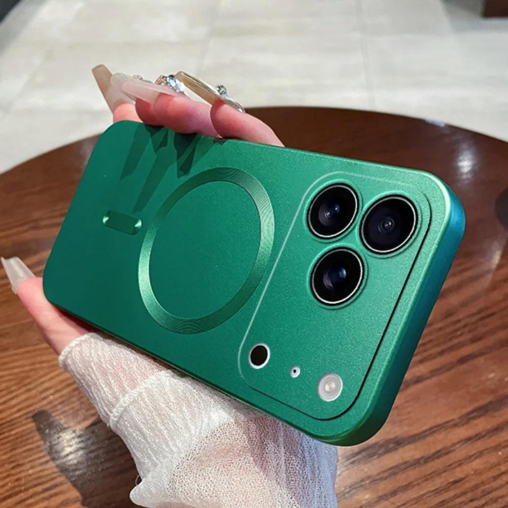 Стильный металлический чехол с покрытием и магнитом для IPhone 17 16 15 14 13 Pro Max, мягкая TPU крышка, для беспроводной зарядки MagSafe