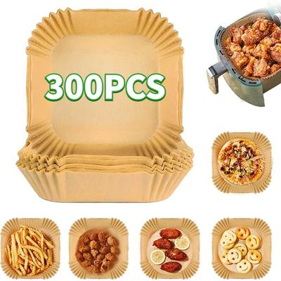 300 шт. бумага для выпечки для домашней и кухонной фритюрницы, противень для барбекю, круглый коврик для духовки, одноразовое маслостойкое бумажное покрытие
