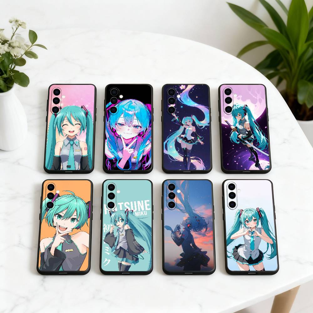 Аниме милый M-MIKU Чехол для телефона для Samsung Galaxy A73, A72, A71, A70, A53, A52, A51, Другие Мягкий черный чехол
