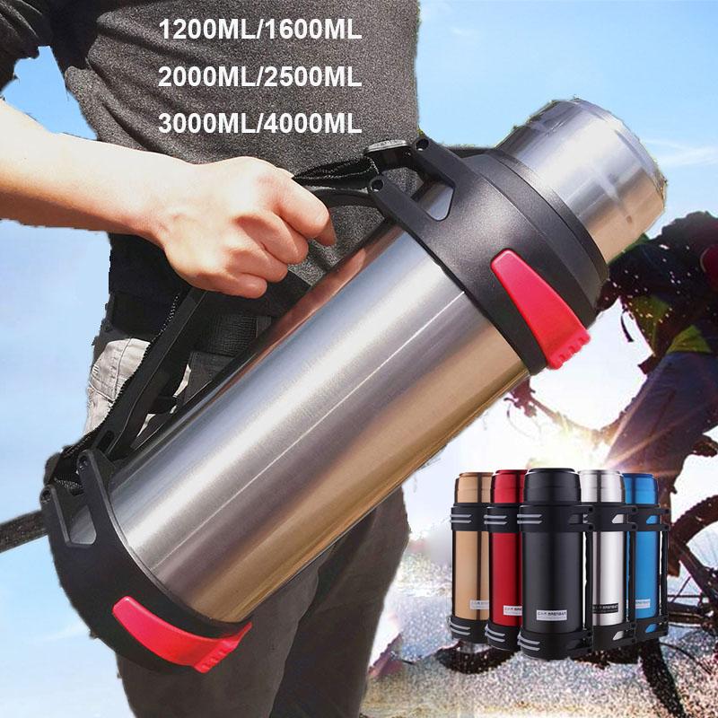 Большая термобутылка 1600-3000 мл, термос, нержавеющая сталь, Hydro Insulated, термокружка для воды с ремешком, 48 часов сохранения тепла KTJ