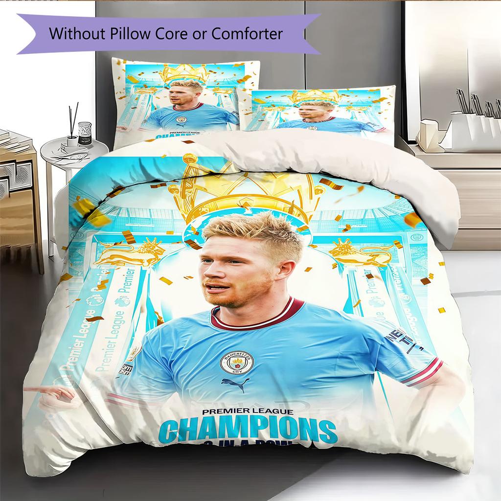KDB Midfield Legend Bedding Quilt Set Quilt Cover Pillowcase Home Decoration Birthday Gift (1 * duvet cover + 2 * pillowcase, without core)