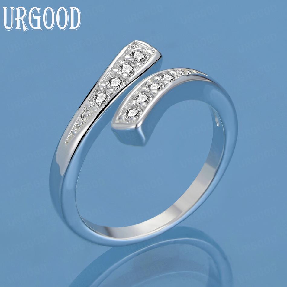 925 Sterling Silver AAA Open Ring Women Wedding Fashion Jewelry