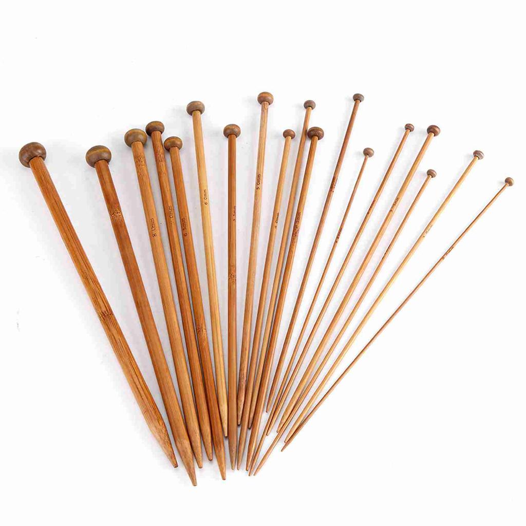 Набор бамбуковых спиц, карбонизированные спицы с одним острием, 18 размеров (от 2 мм до 10 мм)