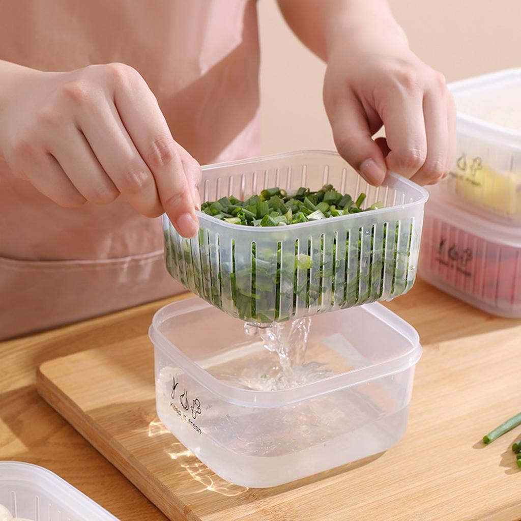 Food Storage Box Double Layer Multipurpose Chopped Green Onion Ginger Garlic Transparent Container