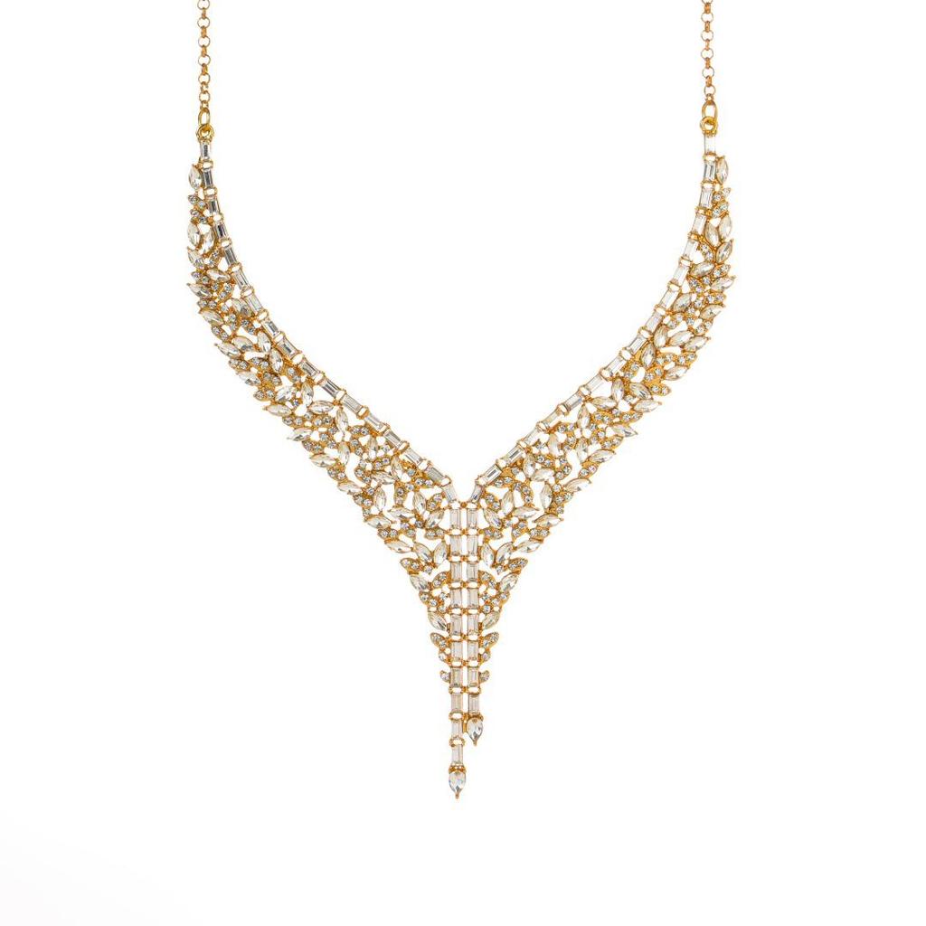 Роскошный ювелирный набор с бриллиантами для вечернего платья: Высококлассные серьги с кисточками и ожерелье для свадеб