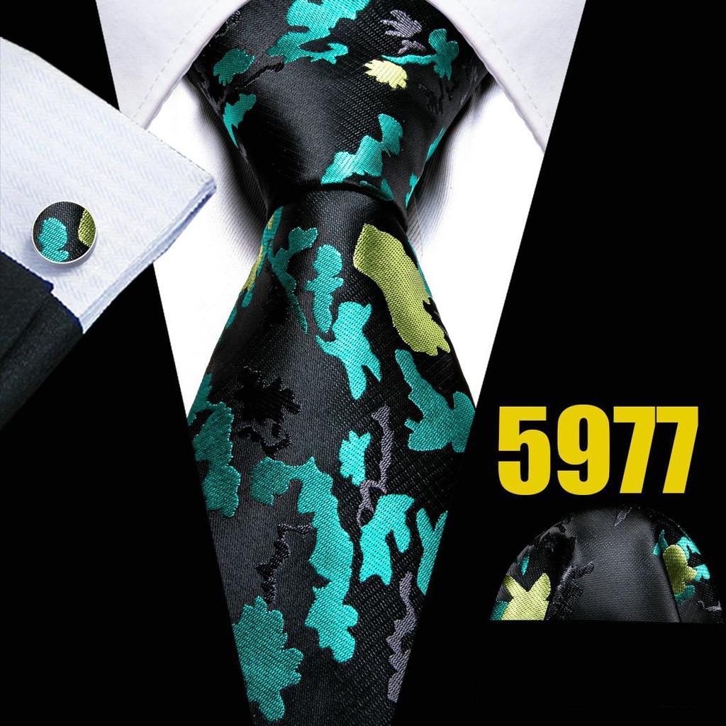 Mens Fashion Neckties Teal Silk Tie Pocket Square Cufflinks Blue&Green Formal Casual Ties