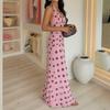 2026 Women's Clothing Elegant V-neck Polka Dot Back-hanging Neck Dress