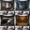 Halloween Gothic Architecture Horror Night Black Wall Tapestry Party Home Living Room Room Decoration