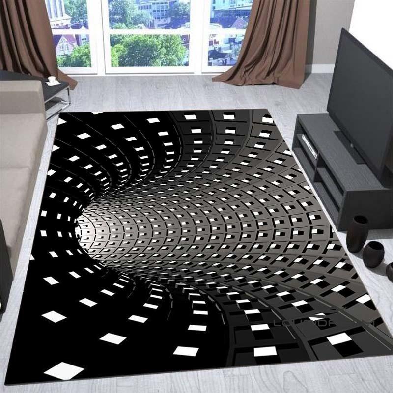 New3D Vortex Illusion Rug for Living Room, Home Decor, Sofa Table Large Area Rugs, Bedside Foot Mat Bedroom, Non-Slip Doormat