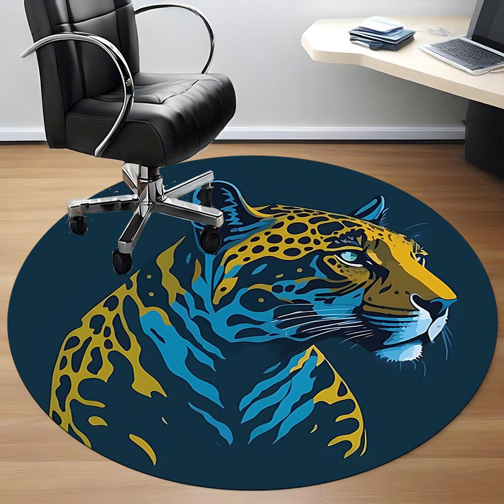 1pc Tiger Print Carpet for Office Non-Slip, Round Carpet, Soft & Comfortable, Carpet for Office, Lightweight Round Floor Mat