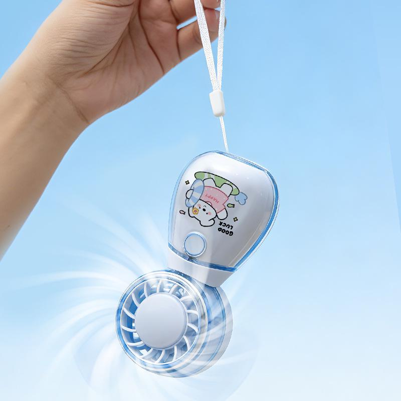 Mini Cartoon Handheld Fan: Lightweight, Portable, USB Rechargeable, 3-Speed for Summer