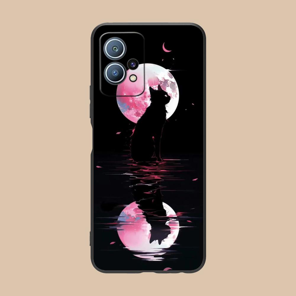Чехол для мобильного телефона Luna Moon Cat для Huawei P60 P50 P40 P30 P20 P10 P9 P8 Pro Lite Plus Цветной печатный чехол Чехол Смартфон