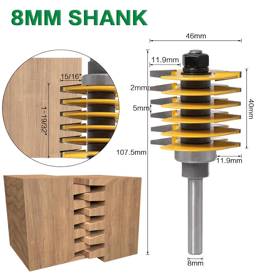 1pc 8/12.7mm Shank Brand New 2 Teeth Adjustable Finger Joint Router Bit Tenon Cutter Industrial Grade for Wood Tool