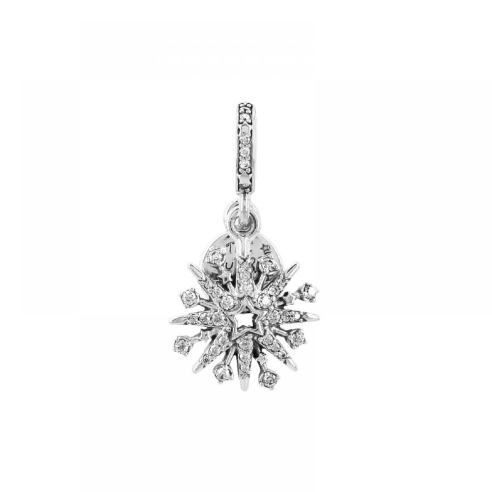 PAndora 793512c01 Sparkling Firework Double Pendant And Dangle Silver Charm