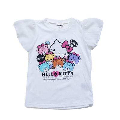 Sanrio Hello Kitty Шифоновая футболка, Рукава, Для девочек, Молочно-белый