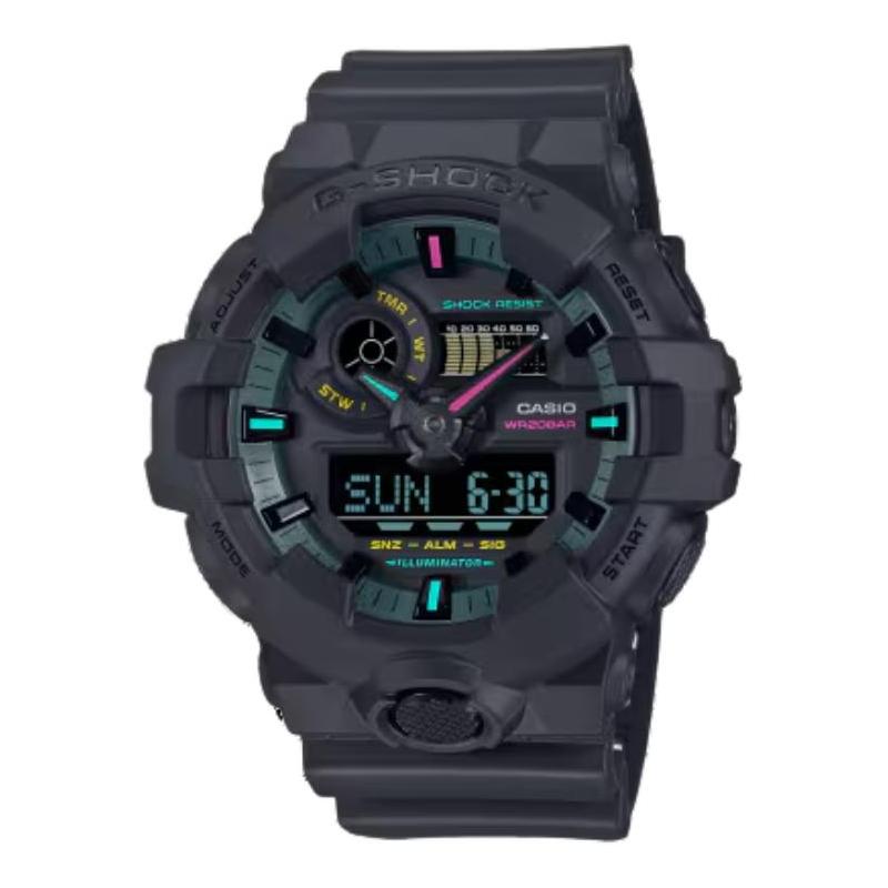 Casio Серия GA-700 200 метров водонепроницаемость Кварцевые смоляной ремешок одинаковый стиль для мужчин и женщин черный циферблат GA700MF-1A
