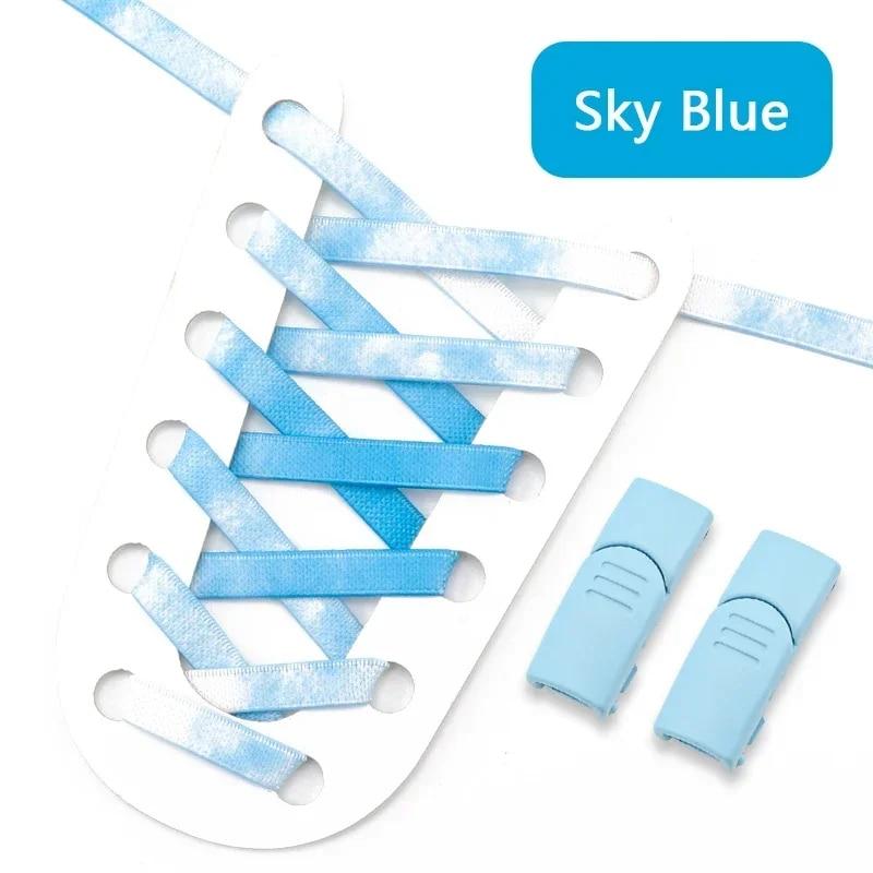 1Pair 8MM Wide Flat Rainbow Shoelaces Elastic Laces Sneakers Magnetic Lock No Tie Shoe Laces Adults Kids Rubber Bands for Shoes