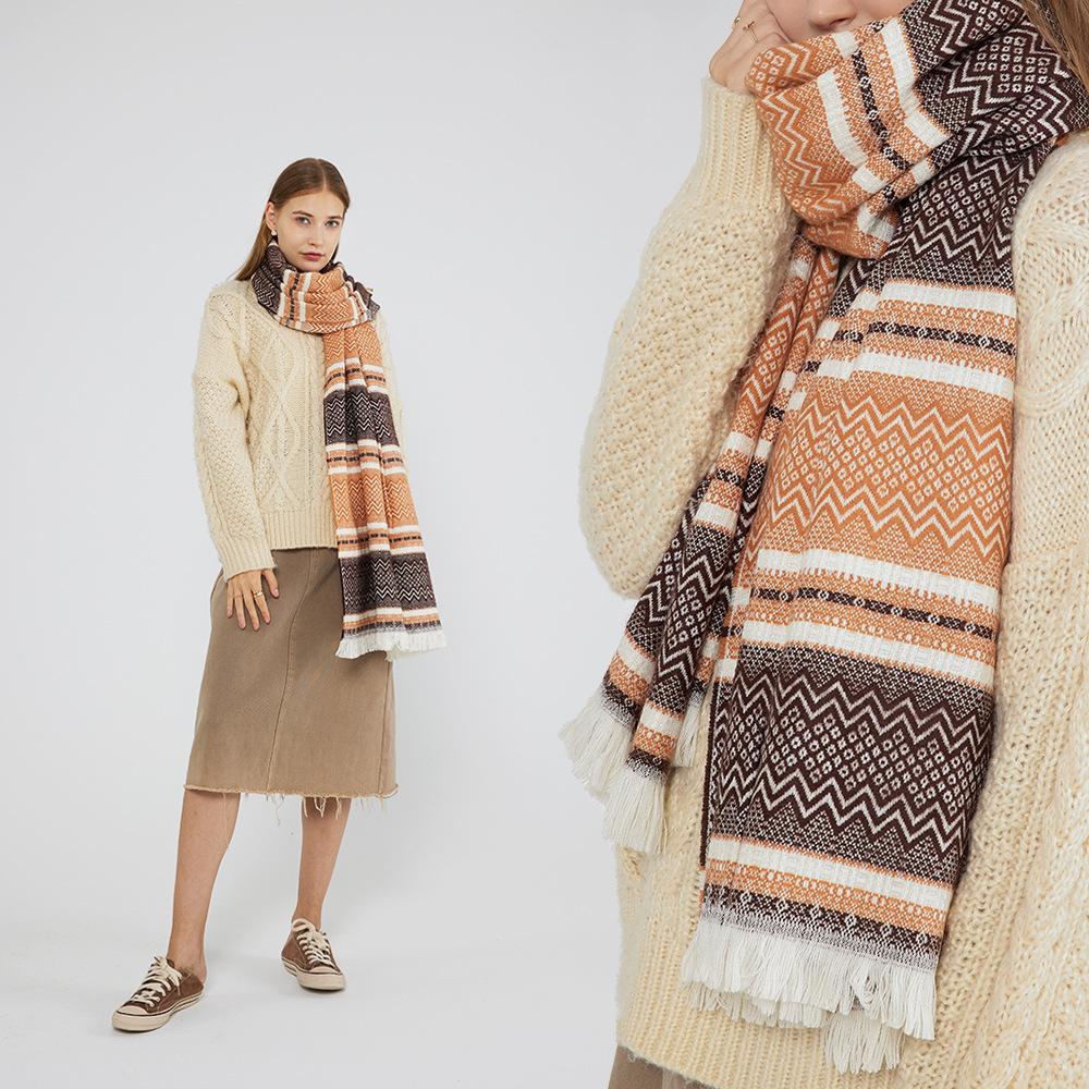 Nordic Retro Scarf Bohemian Imitation Cashmere Jacquard Women's Winter Acrylic Imitation Cashmere