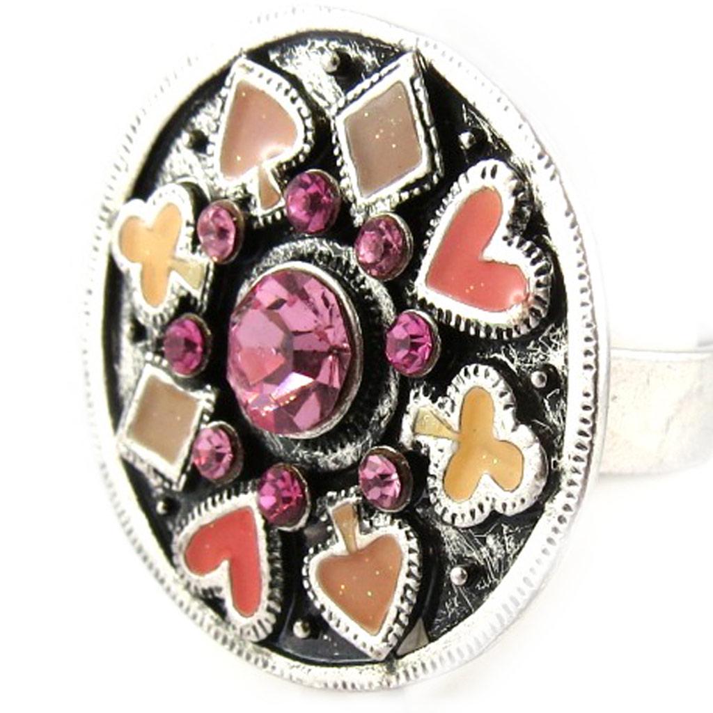 Les Trésors De Lily [E6566] — Розовое дизайнерское кольцо «Карточная игра»