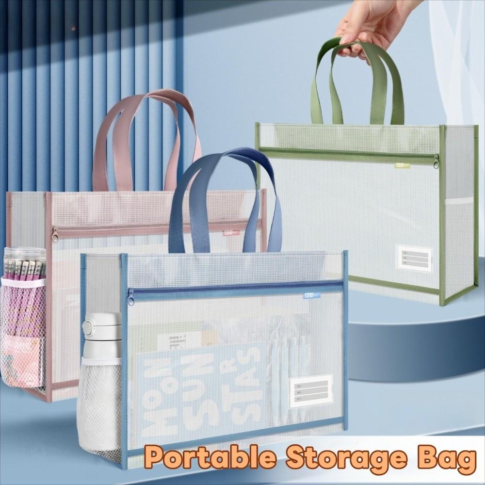 Large Capacity Mesh Art Bag Transparent File Storage Bag Reusable Test Paper Bag Student