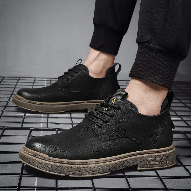 Модная повседневная шнуровка, модная мужская кожаная обувь, обувь с высоким верхом, деловая, уличная, универсальная мужская, взрослая, для вечерней вечеринки, черная обувь