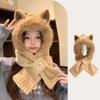 Casual Ear Hat Scarf Korean Style Winter Scarf Women Plush Hat with Scarf  Keep Warm