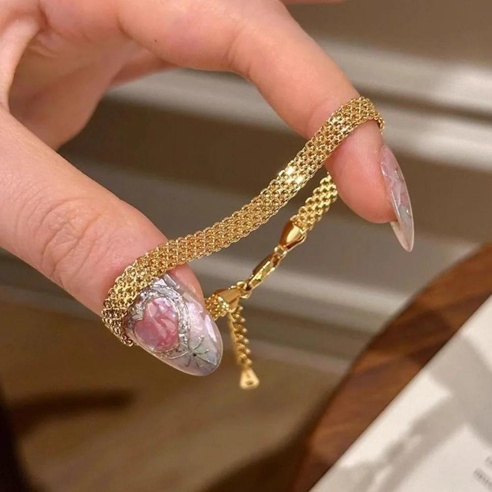 Простые регулируемые браслеты для часов, нишевый дизайн, металлический шарм, ручная цепочка, плетеный браслет, ювелирные изделия