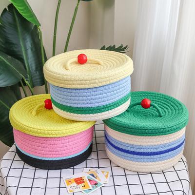 Цветная плетёная корзина Сумка для хранения косметики Мелочи Игрушки Органайзер для мелочей Настольный декор