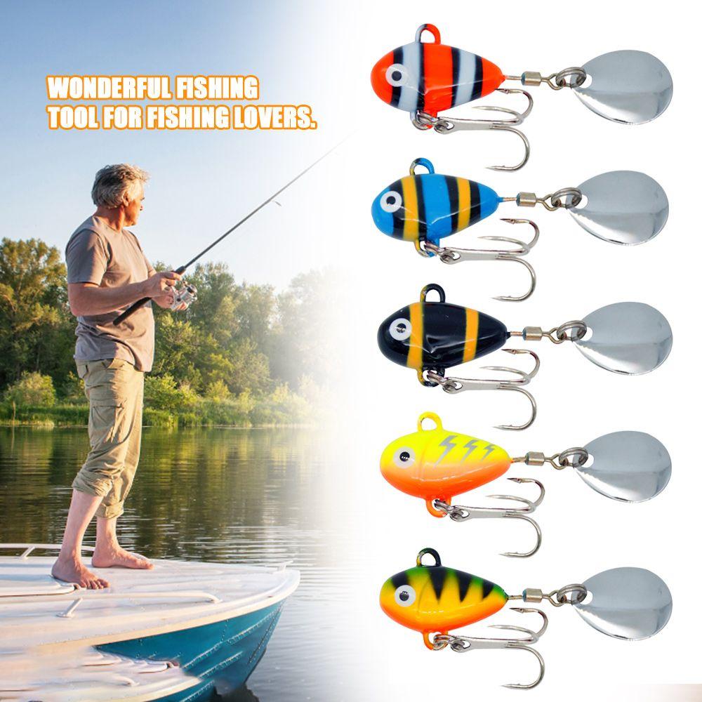 Sinking Rotate Spoon Metal Sequin Treble Hook Wobblers Crankbaits VIB Lure Metal Fishing Bait