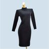 Half-High Collar Long Sleeves Silm Sheath Pure Color Knitting Sweater Mid Length Long Length Dress Women's Inner