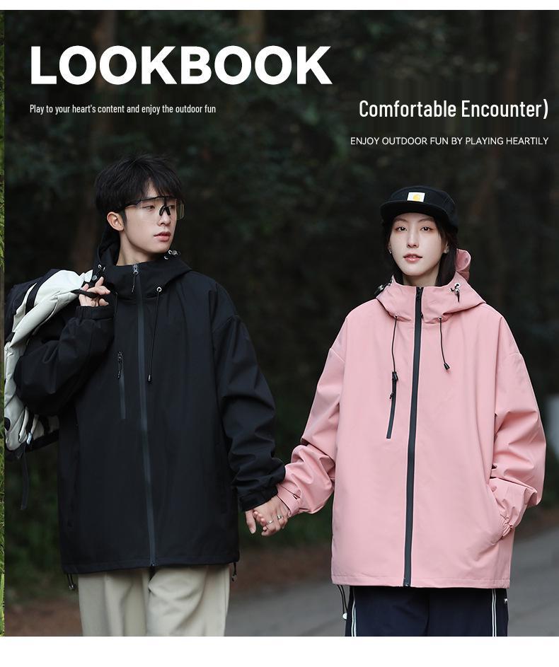 2024 Unisex Windproof Outdoor Shell Jacket with Removable Hood for Spring/Autumn