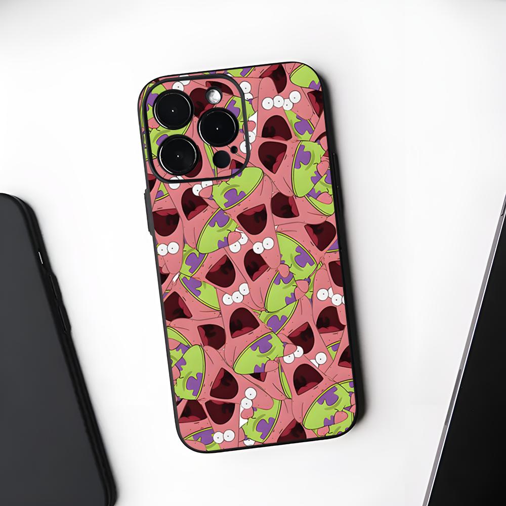 Милый Чехол для Телефона Губка Боб Черный Мягкий Для Iphone 16 15 14 13 11 12 Pro Max Xr X Xs 8 7 Plus
