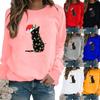 Winter Casual Women Snowflake Letter Printed Round Neck Long Sleeved Sweatshirt Loose Ladies Graphic T-shirt Blouse Plus Size