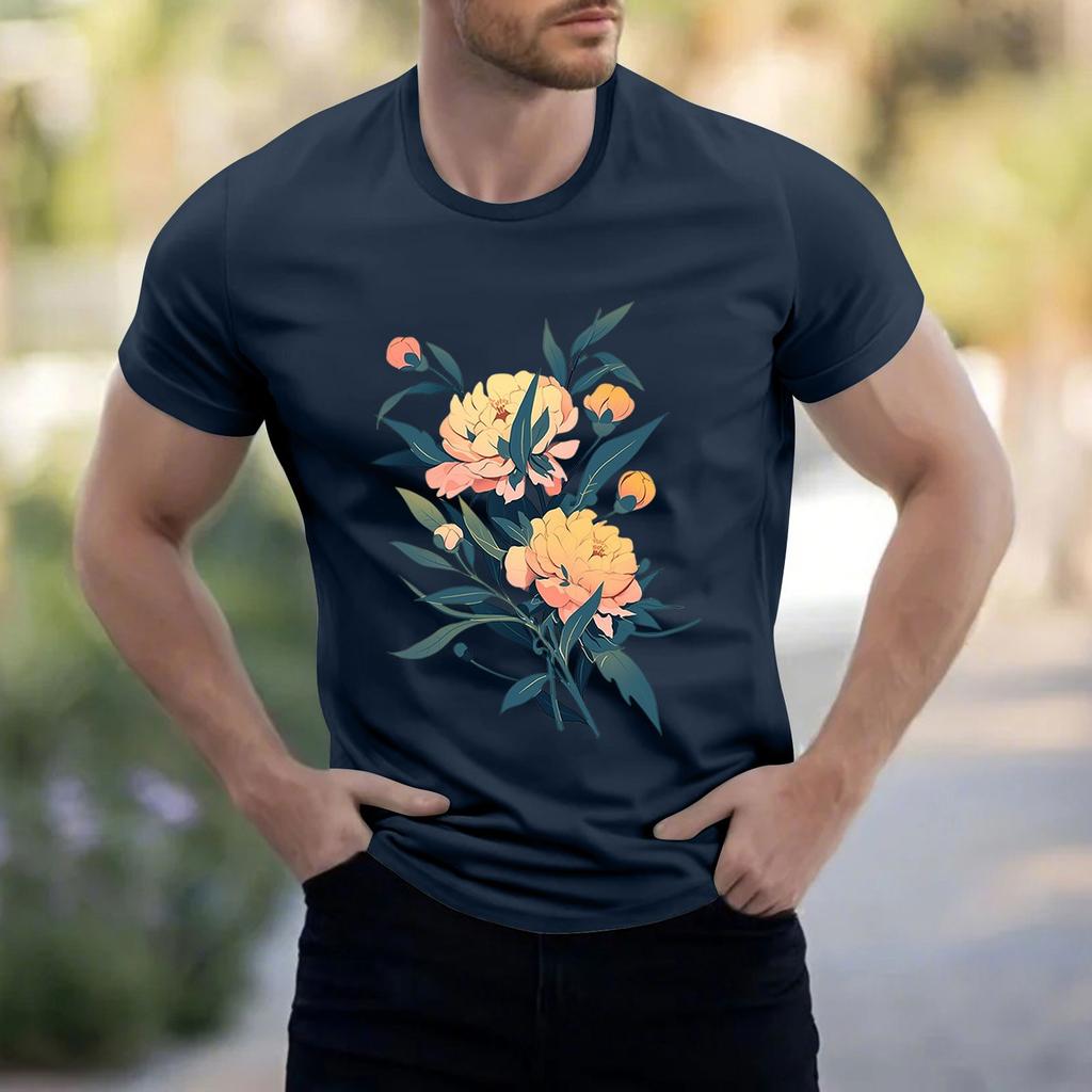 Men's Stand Collar Short Sleeve Shirt Loose Leisure Holiday Shirt Man