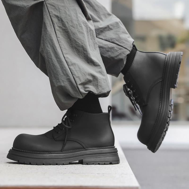 Черные мужские ботинки Martin 2024 года, новые британские ботинки на толстой подошве с увеличенным голенищем 22722-J