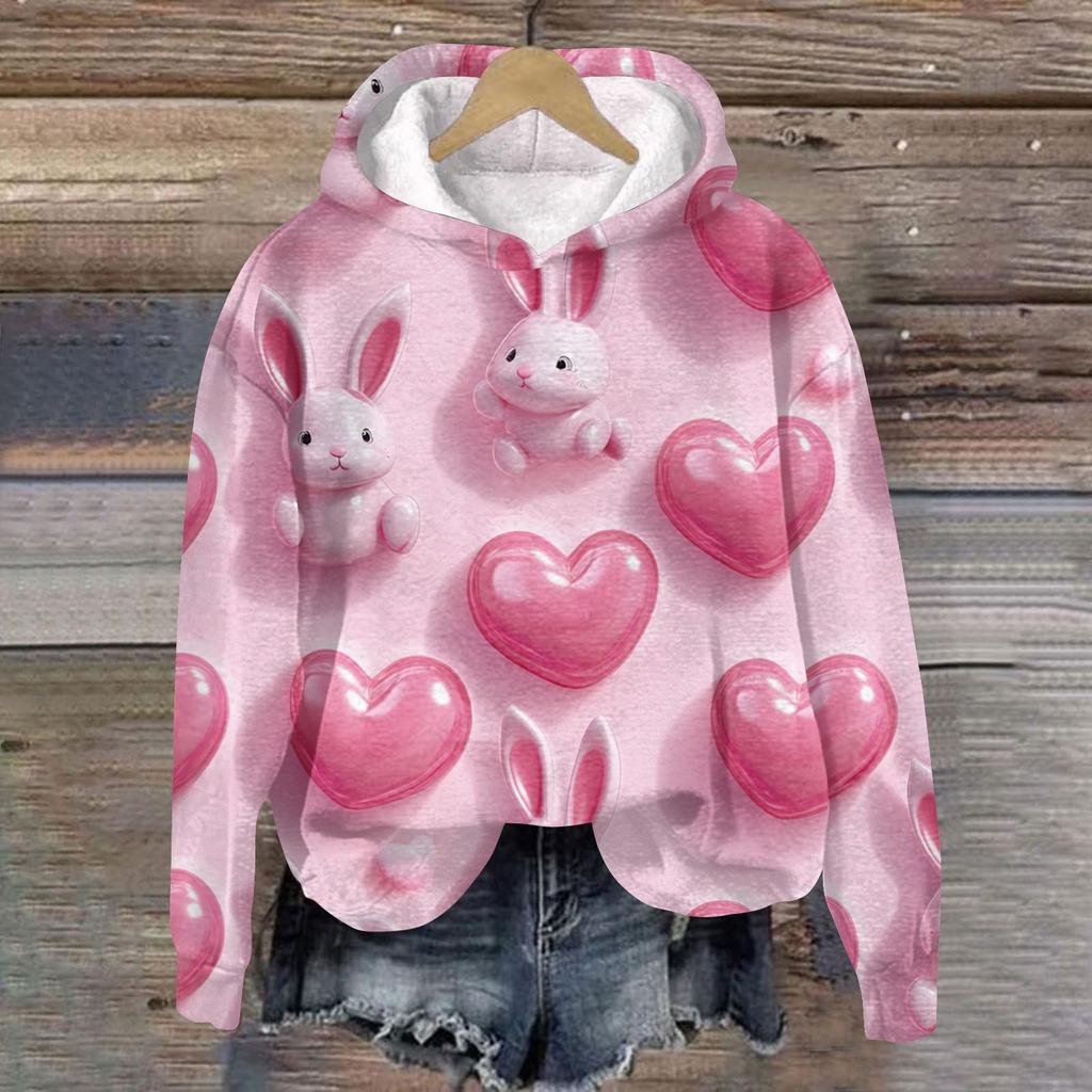 Women's Valentine's Day Printed Plush Warm Casual Jacket Sweater Winter Jacket