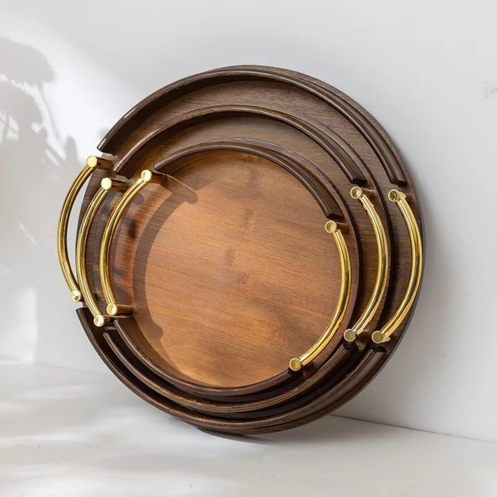 Round Shape Bamboo Tray Large Capacity Fast Food Tray Vintage Tea Set  Restaurant Use