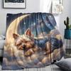 Cloud moon cat dog sleep Print Flannel Blanket,High quality Comfortable for All Seasons,Home Decor,Warmth and Comfort,Perfect for Christmas Gifts