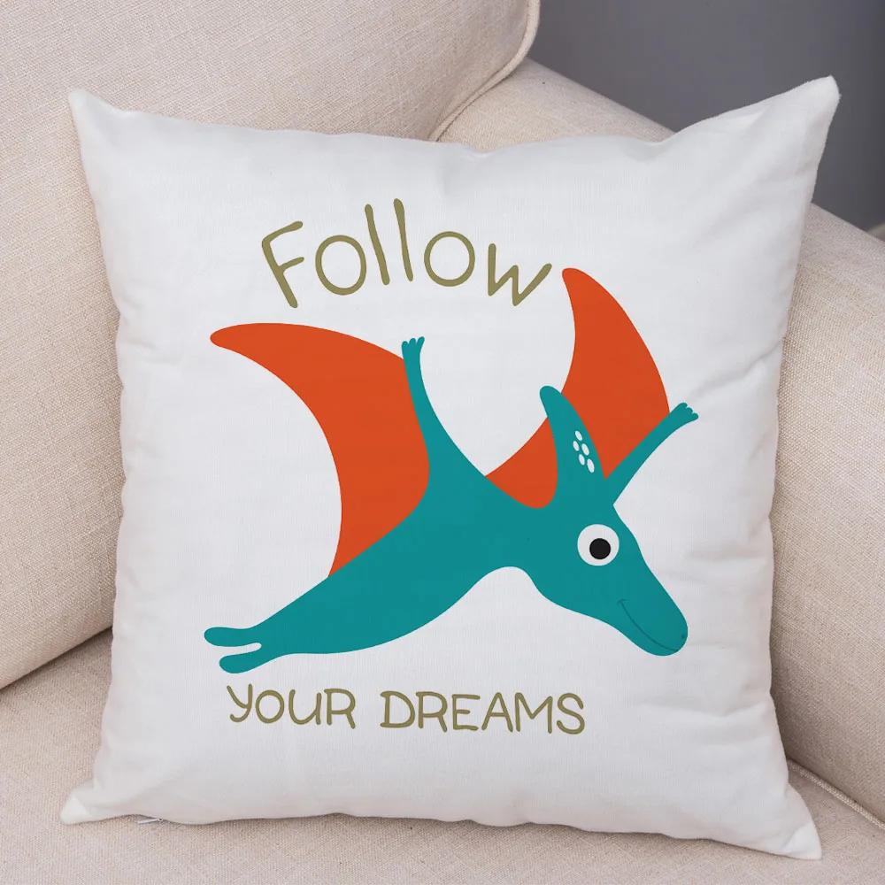 Милая наволочка на подушку с динозавром юрского периода, декоративная мультяшная наволочка с животным, для детской комнаты, дивана