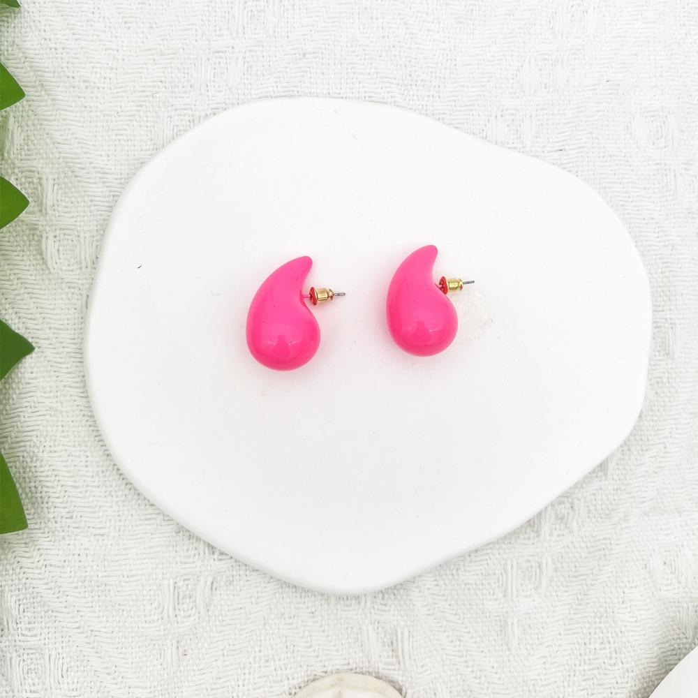 Popular Solid Color Droplet Earrings for Women Colorless European and American Earrings Solid Color Fashion Geometric Earrings