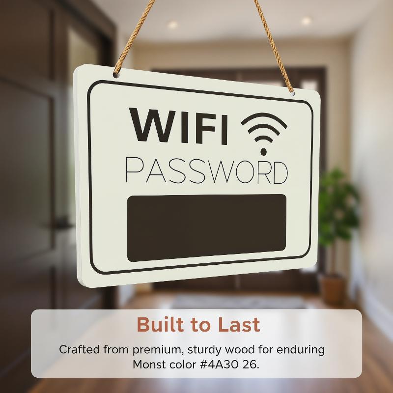 Wall Decor Durable Wooden Wifi Password Sign No Electricity Required for Home