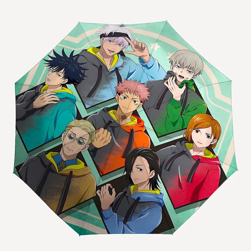 1 шт. Уличный зонт Jujutsu Kaisen - Автоматическое открытие/закрытие, Портативная 3-складная конструкция с 8-реберным железным каркасом - Идеальный подарок для фанатов, путешественников, Дай