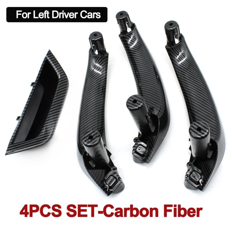 LHD RHD Car Carbon Fiber Interior Door Pull Handle Armrest Panel Cover Trim For BMW X3 X4 F25 F26 2010-2016