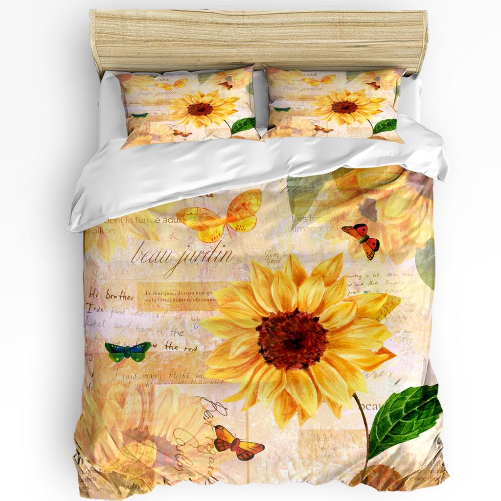 Nature Bedding Set For Bedroom Bed Home Floral Print with Sunflowers In a Field Summer Ga Duvet Cover Quilt Cover And Pillowcase