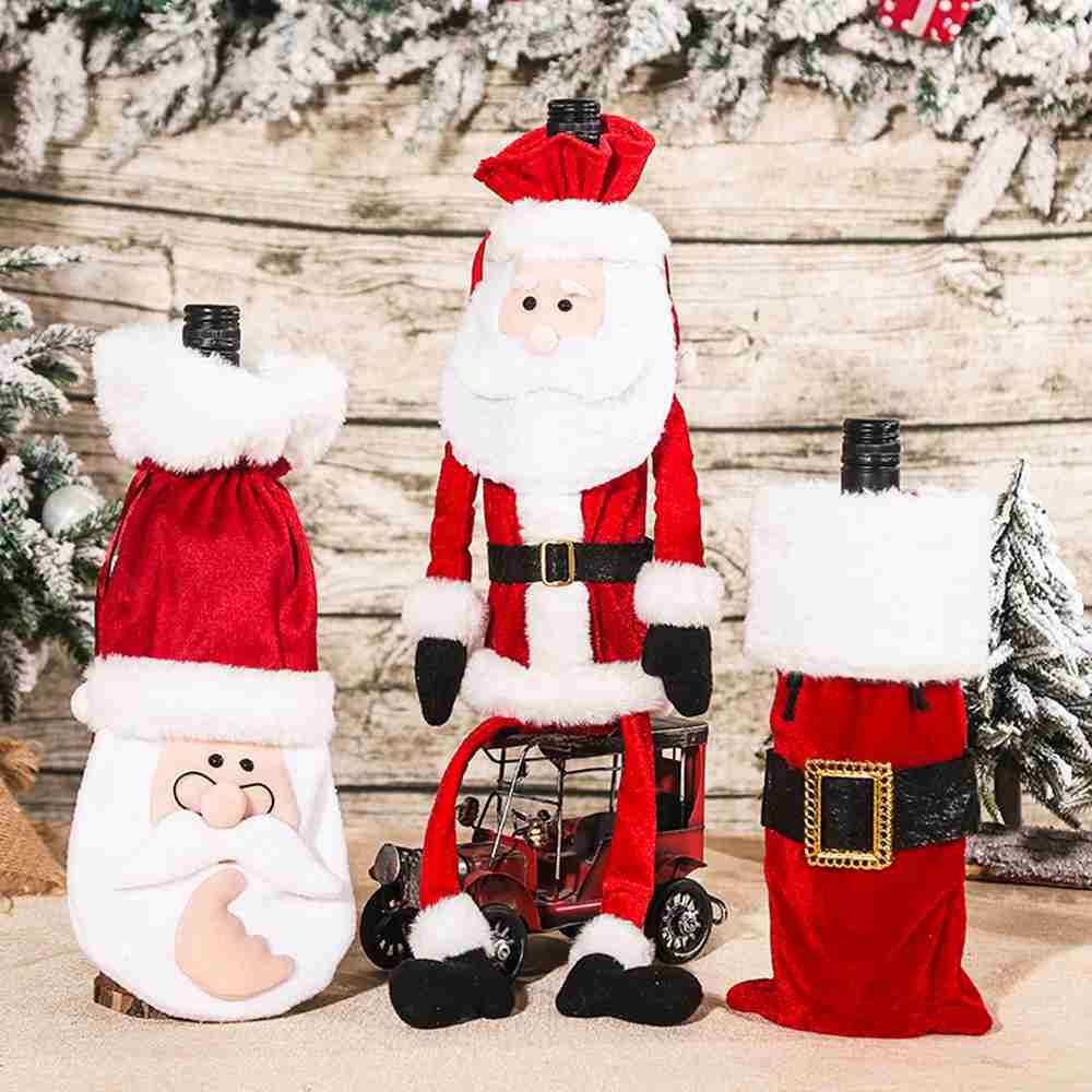 Supplies Snowman Table Decor Santa Claus Christmas Ornaments Wine Bottle Cover Bottle dress up